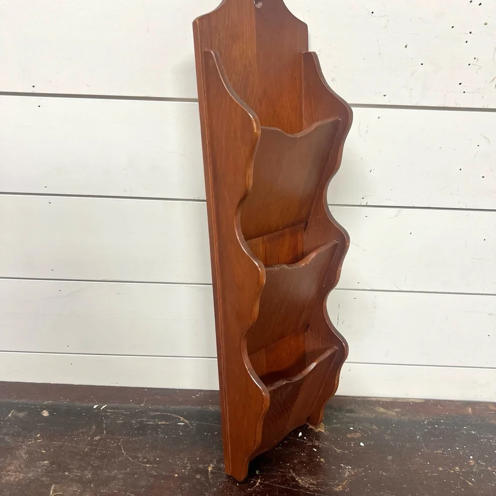 Vintage wood mail holder wall organizer farmhouse